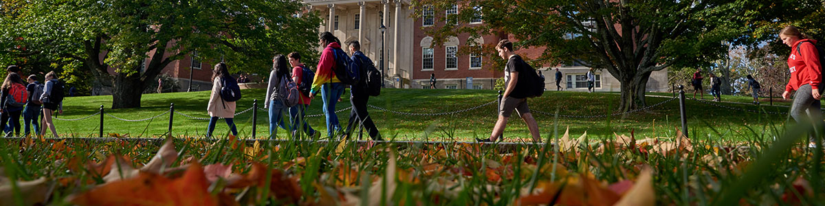 Students walk past the Wilbur Cross Building